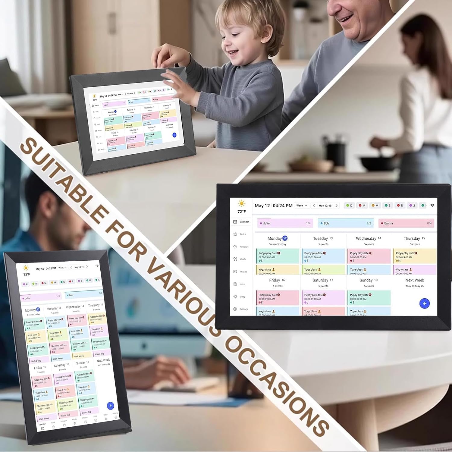 LICAEVEY 15.6 Inch Smart Digital Calendar & Family Planner, Touchscreen Interactive Display with WiFi Sync, Wall Mountable Organizer for Kitchen Home (US)