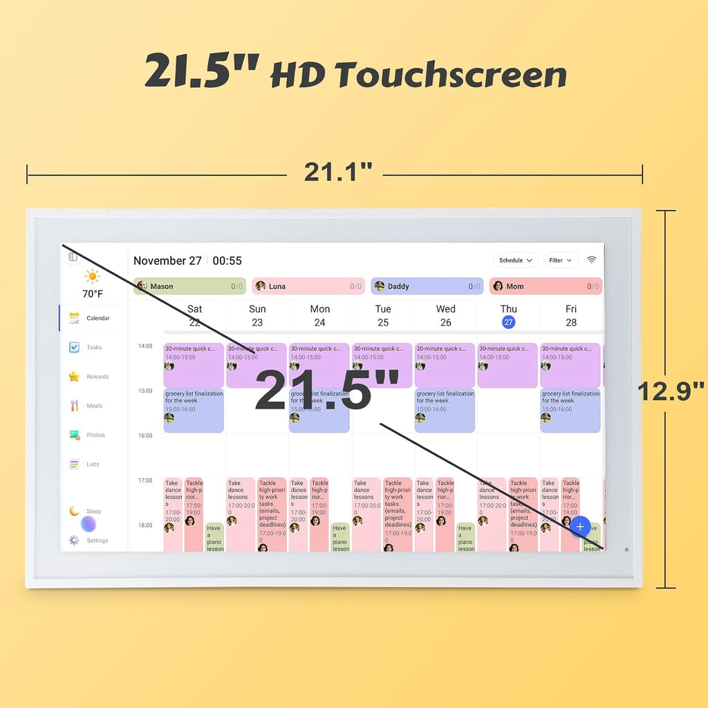 COMIX 21-inch Smart Digital Wall Calendar,WiFi Large Touchscreen Family Organizer,Syncs Google/iCloud/Outlook, Digital Chore Board & Meal Planner,Wall Mounted Smart Home Display for Busy Households