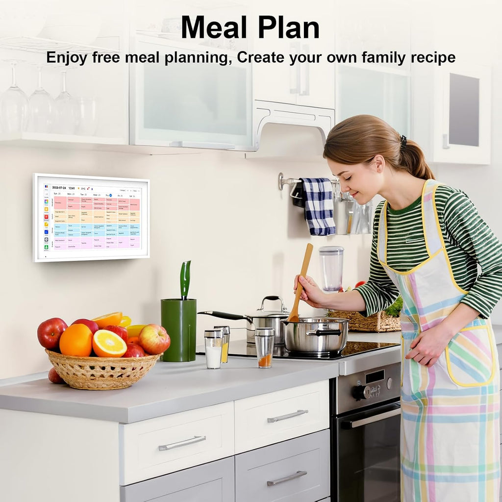 Digital Calendar 15.6' Digital Wall Planners for Family Schedules, Electronic Calendar with 1920*1080 Interactive Touchscreen, Digital Photo Frame Built-in 64GB Memory, Smart Calendar-White