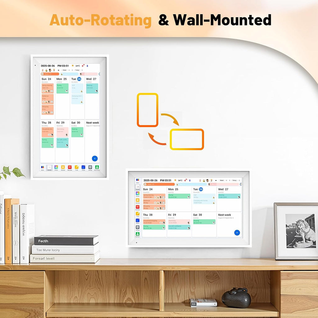 Digital Calendar 15.6' Smart Calendar&Chore Chart, 1920 * 1080 Interactive Touchscreen Electronic Calendar for Family Schedules, 64GB Wifi Meal Planner, Wall&Desk Mountable Calendar-White