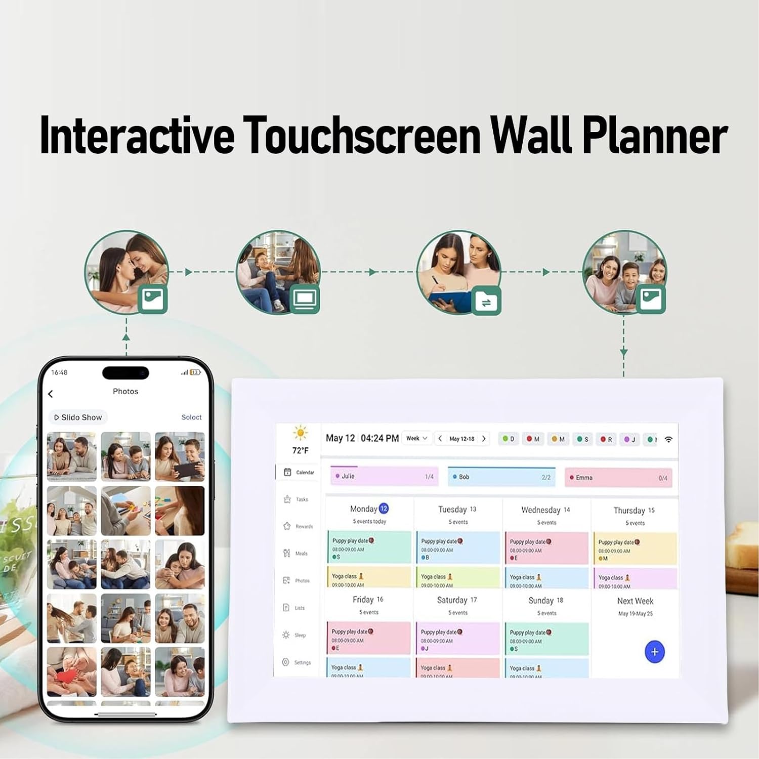 Digital Calendar Chore Chart, 10.1 Inch WiFi Interactive Smart Home Planner with 1080P HD Touchscreen for Family Kitchen Office