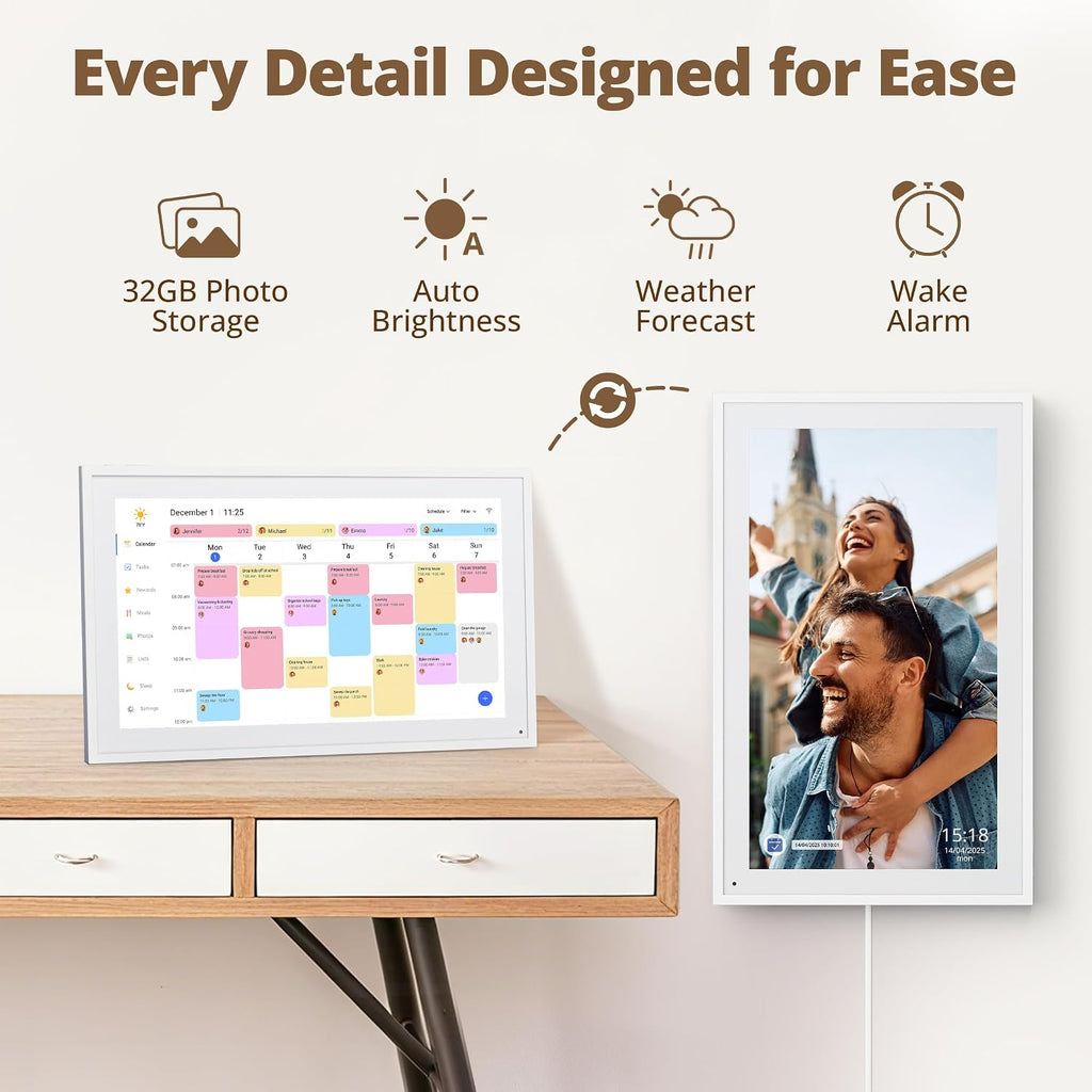 Dragon Touch 14 inch Digital Calendar & Chore Chart - Interactive Touchscreen Smart Family Planner,Digital Picture Frame for Mom, Women, Christmas & Weddings