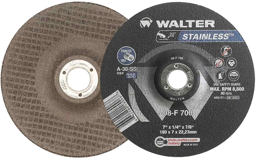 Walter 08F700 7x1/4x7/8 STAINLESS Superior Contaminant Free Cutting Grinding Wheels Type 27, 25 pack