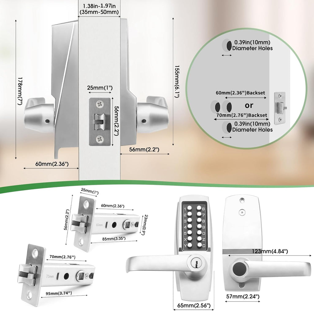 GB2024 Gate Lock Box Steel Gate Boxf for ANNFUZ Mechanical Keyless Entry Door Leverwith Handle,Combination Keypad Code Door Lever Lock - for Metal Gates and Fence (NOT for Aluminum) - 2 3/