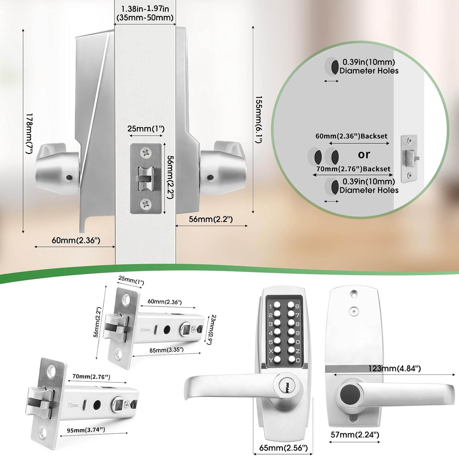 GB2024 Gate Lock Box Steel Gate Boxf for ANNFUZ Mechanical Keyless Entry Door Leverwith Handle,Combination Keypad Code Door Lever Lock - for Metal Gates and Fence (NOT for Aluminum) - 2 3/