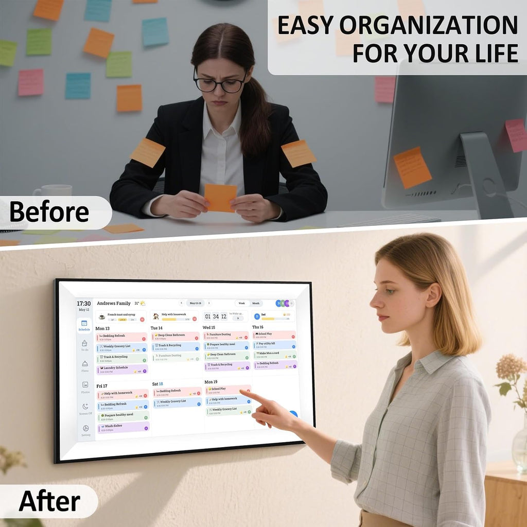 Dpofirs 15.6 Inch Digital Calendar, Wall Planner, Chore Chart, Family Schedules, for Organizing Calendar, Smart Touchscreen Interactive Display, for Home Wall or Desktop (white)
