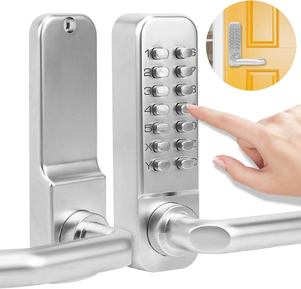 Keyless Door Lock, Mechanical Combination Gate Locks with Handle, Digital Code Password Entry, Safety Home Aess