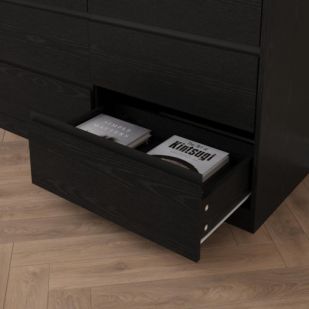 Bobve 70.9' Dresser for Bedroom with 9 Drawers, Large Modern Chest of Drawers with Deep Drawers, Wide Double Dresser Handle Free, Storage Organizer for Bedroom, Living Room, Hallway (Black)