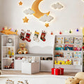 CHOEZON 66.9' Kids Bookshelf with Reading Nook, 3-in-1 Kids Bookcase with Cushion and Sling Shelf, Toy Chest Storage with Fabric Drawers, Reading Nook for Kids, for Playroom, Nursery, White MCW08WB