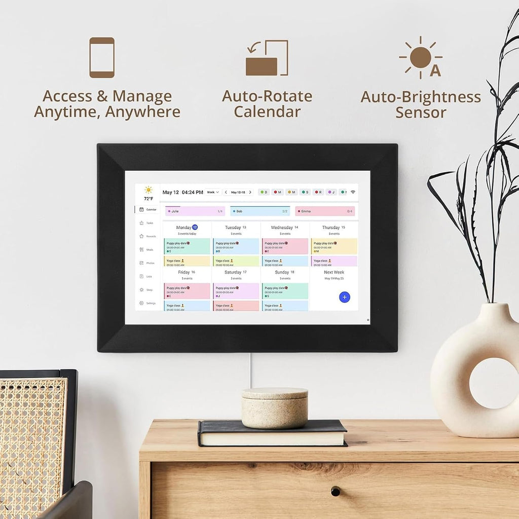 Pomya WiFi Smart Digital Calendar, 10.1 Inch Touchscreen Interactive Display with 2 Way Sync, for Family Schedule Chore Chart Meal Plan Wall Mounted Desktop (US)