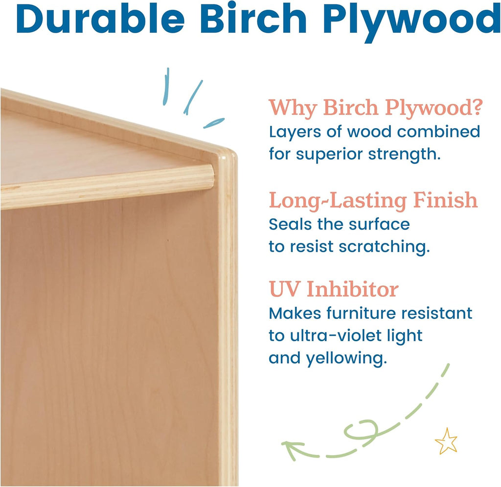 ECR4Kids 3-Shelf Floor Book Display with Handles, 36in, Children's Furniture, Natural