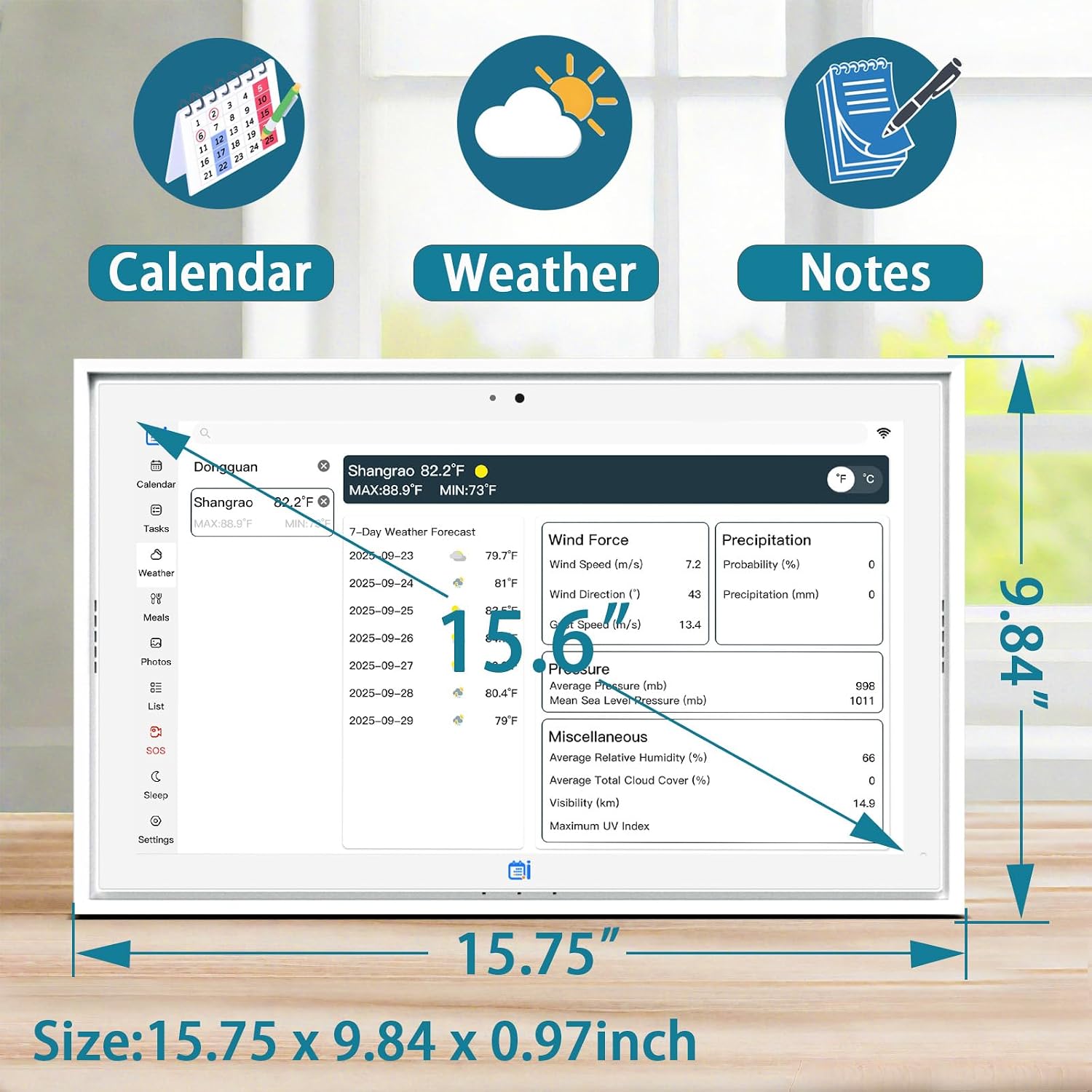 15.6 'Digital Calendar & Chore Chart, For Family Scheduling, Meal Planning, Task Rewards, Video Call，Online Sync With Mobile App, 32G Memory Smart Digital Photo Frame, Desktop Stand And Wall-Mounted