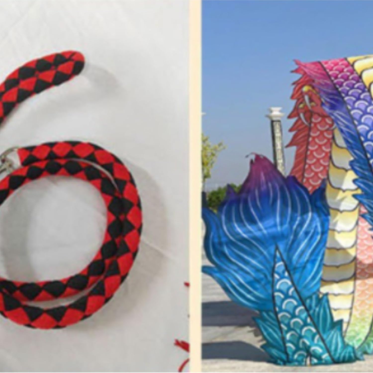 Chinese New Year Decorations Dragon Dance Ribbon Streamer with Travel Bag Washable Chinese Flinging Ribbon Exercise Dance Dragon Spring Festival Party Supplies(E,12M)