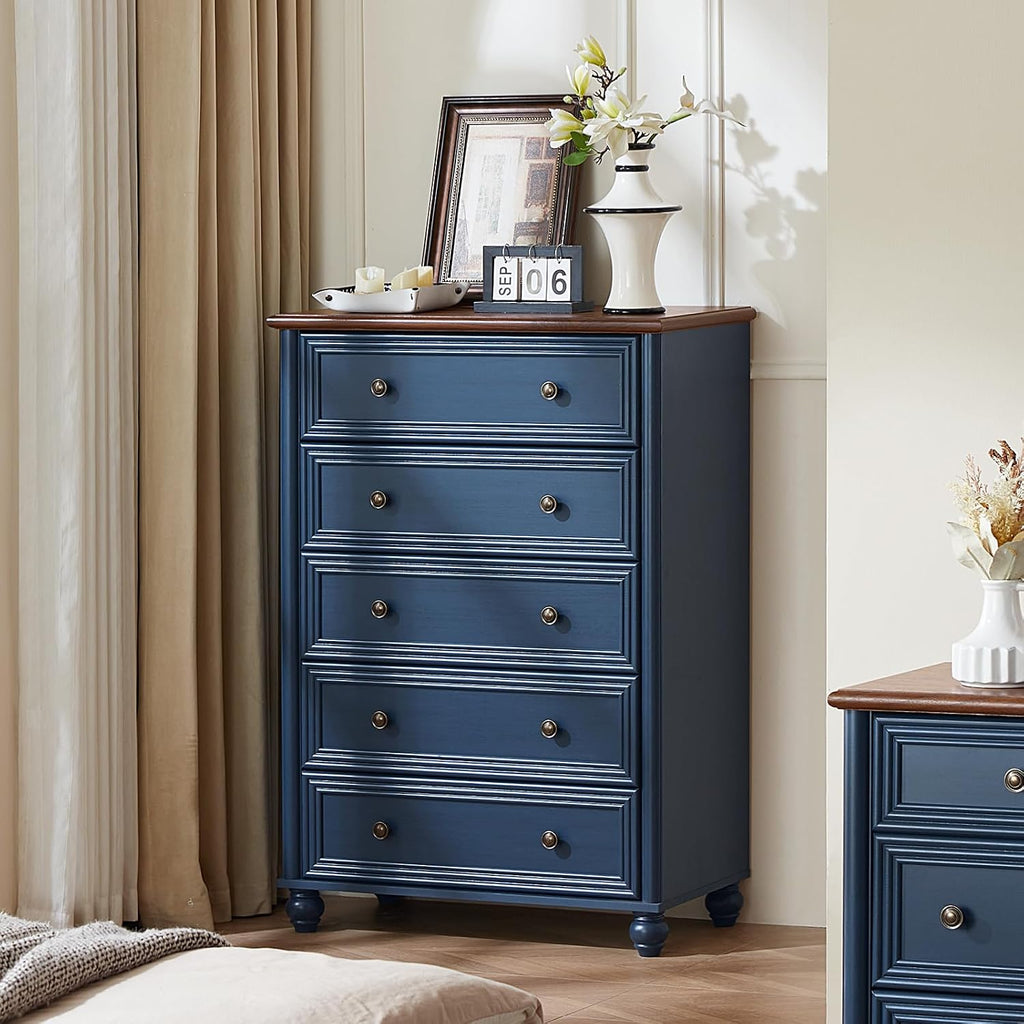 Farmhouse Dressers & Night Stand Set of 4, Wood 54' Wide 7 Drawer Dresser & 45' Tall Chest of Drawers, 18' Roman Column Nightstand Set of 2, Bedroom Furniture Dresser Sets for Home Living Room Hallway