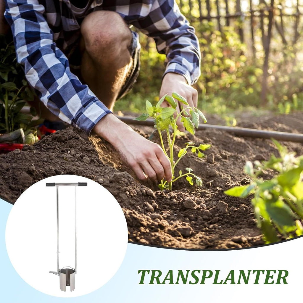 Gardening Plant Transplanter – Long Handled Planter, Bulb Planting Tool, Heavy Duty Manual Weeder with Comfortable Handle | Practical Vegetable Flower Garden Lawn Planting Maintenance Use