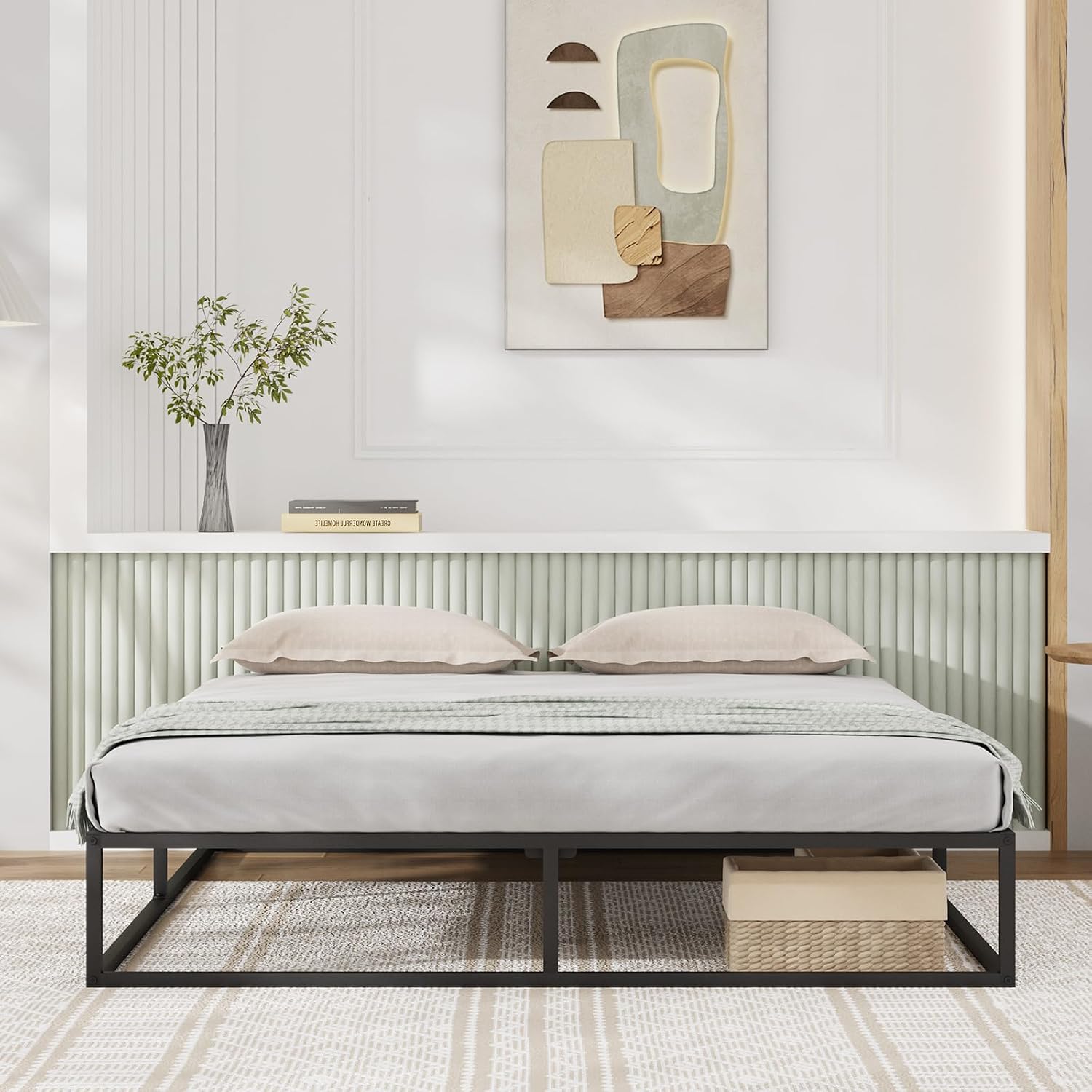 Novilla Twin Size Bed Frame, Metal Platform Bed Frame, Noise-Free, Sturdy Metal Bed Frame, Heavy Duty Wood SlatsWood Slats Support, No Box Spring Needed, Easy Assembly