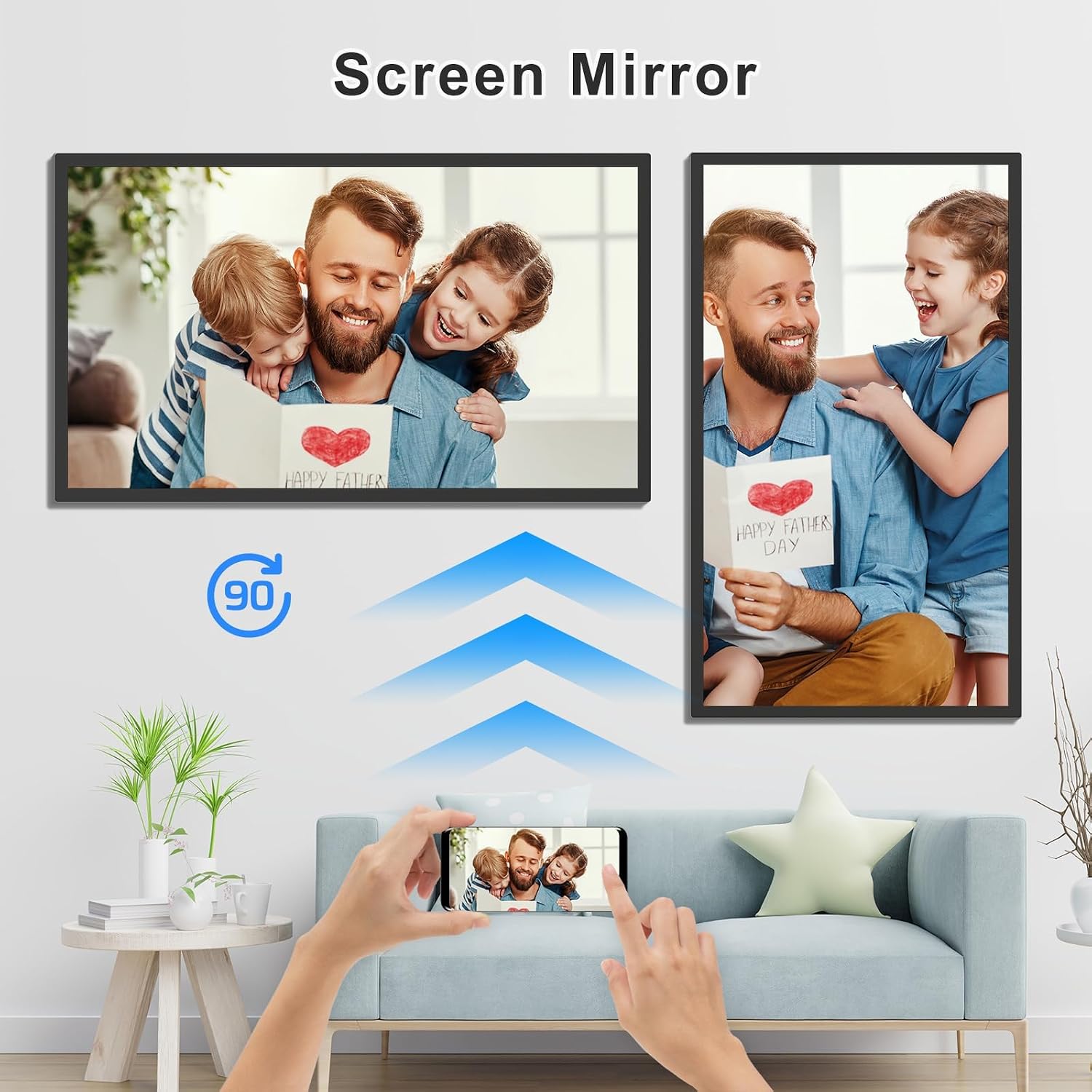 32-inch Digital Photo Frame Large-Picture-Frame - FHD IPS, Dual-WiFi, Remote Control, Smarthphone Sync Screen, Load Photo from Phone via APP Email, Free Cloud,Wall Mounted for Photo Gallery Home Decor