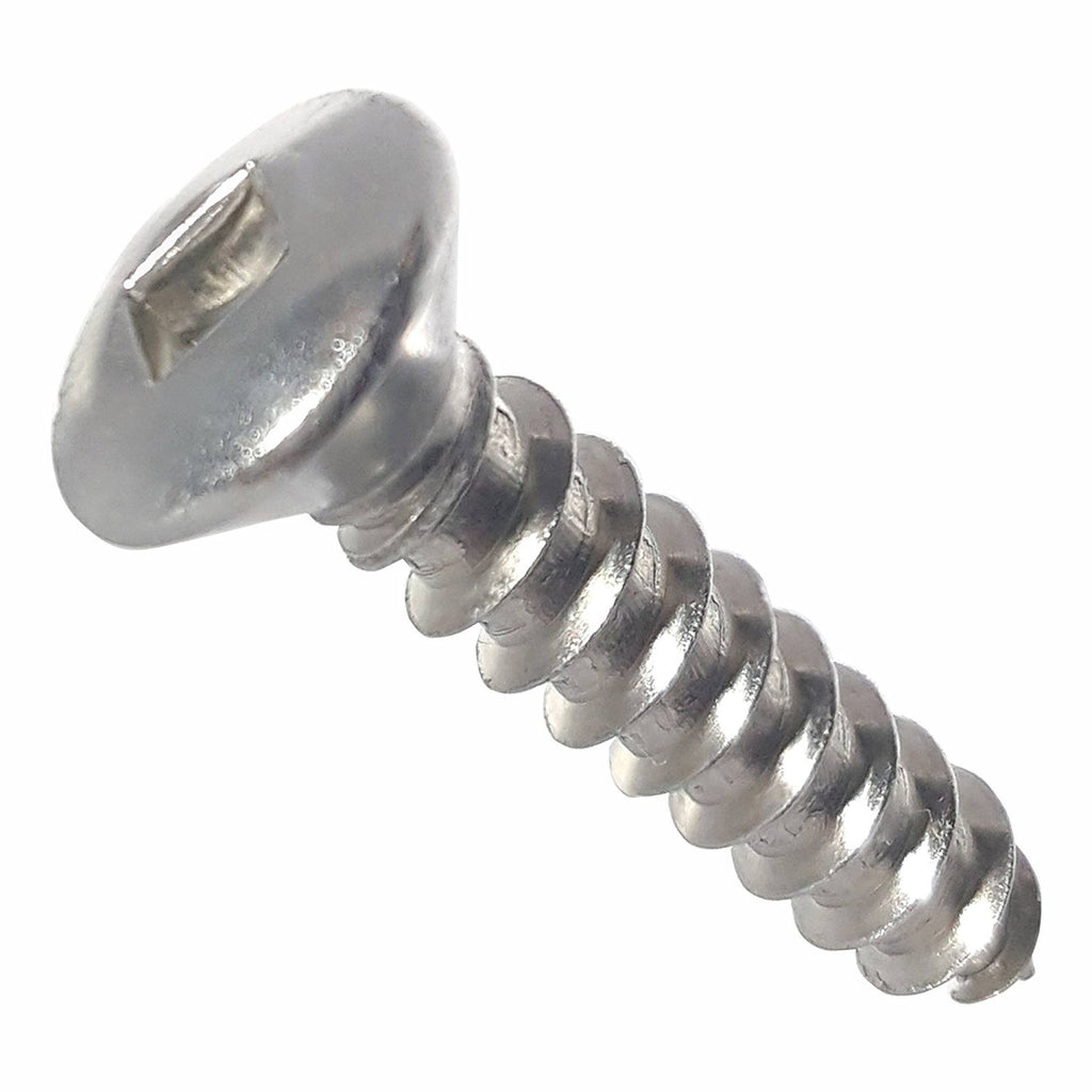 #8 x 1/2' Oval Head Sheet Metal Screws, Square Drive, Stainless Steel 18-8, Full Thread, Bright Finish, Self-Tapping, Type A, Quantity 2500 By Fastenere