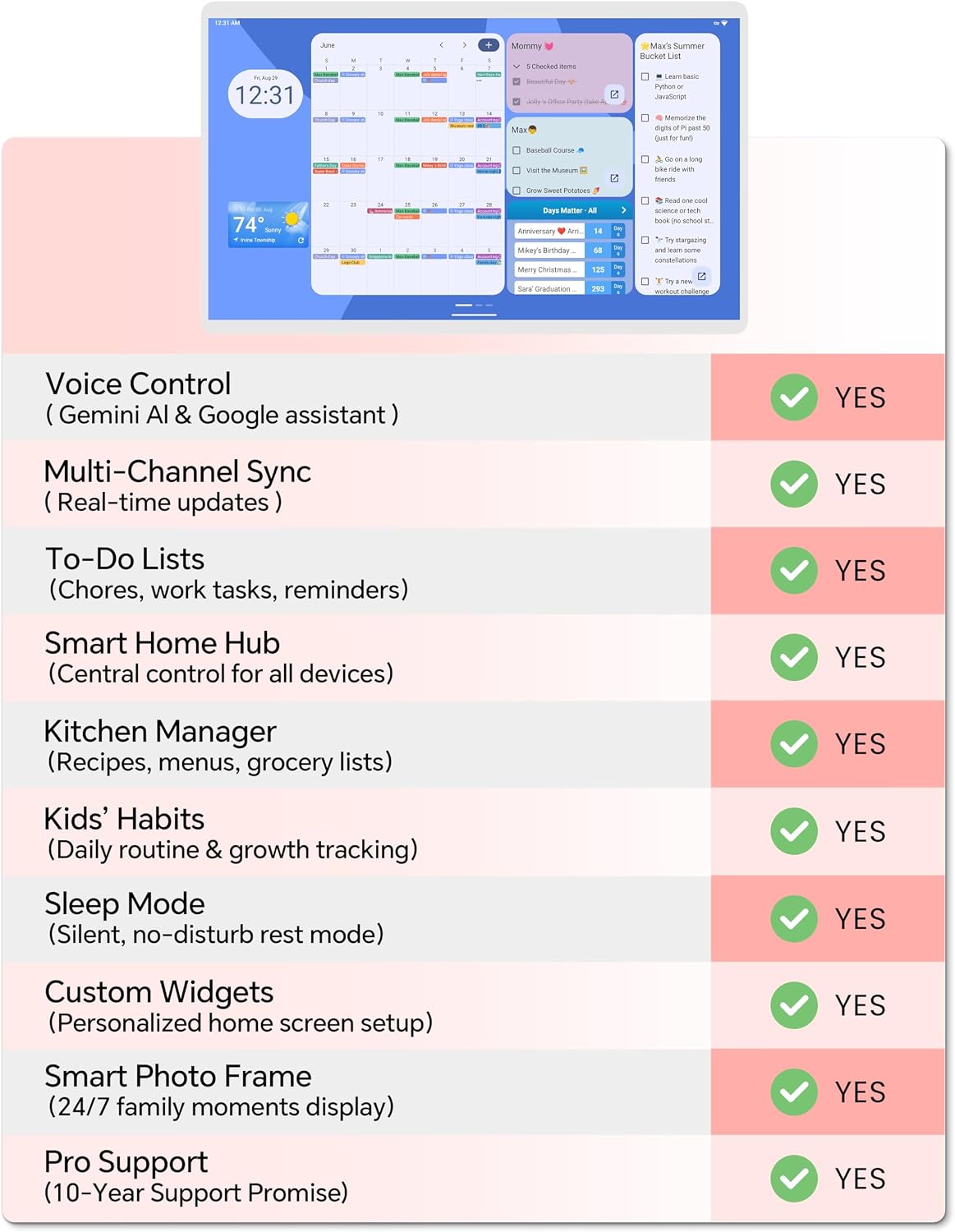 Digital Calendar Wall Touch Screen, Digital Wall Calendar, (24 Inch Smart Digital Calendar Family Schedules, Meal Planning, Business Chore Chart)