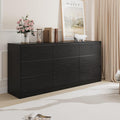 Bobve 70.9' Dresser for Bedroom with 9 Drawers, Large Modern Chest of Drawers with Deep Drawers, Wide Double Dresser Handle Free, Storage Organizer for Bedroom, Living Room, Hallway (Black)
