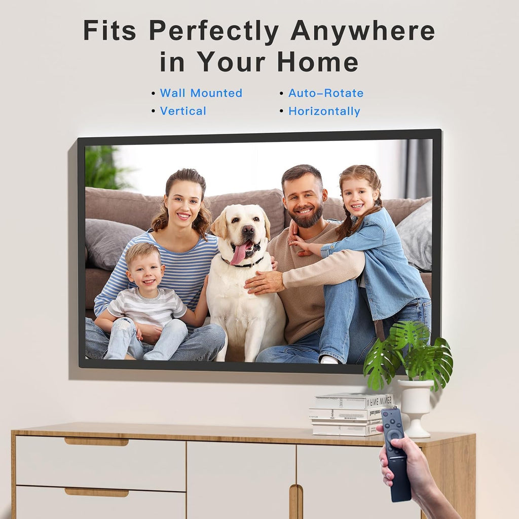 32-inch Digital Photo Frame Large-Picture-Frame - FHD IPS, Dual-WiFi, Remote Control, Smarthphone Sync Screen, Load Photo from Phone via APP Email, Free Cloud,Wall Mounted for Photo Gallery Home Decor