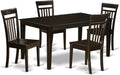 East West Furniture CAP5S-CAP-W 5 Piece Dining Table Set for 4 Includes a Rectangle Kitchen Table and 4 Dinette Chairs, 36x60 Inch, Cappuccino