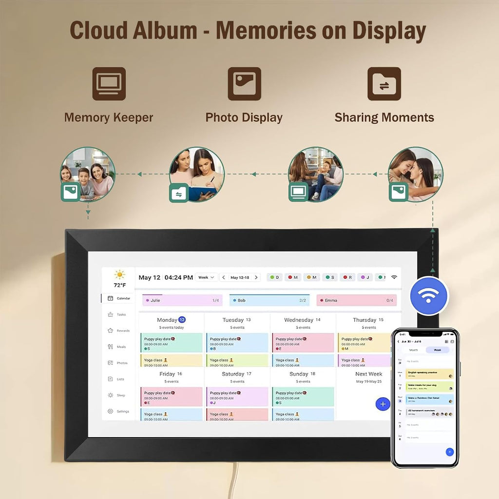 GOWENIC Smart Digital Calendar, 15.6' Wall Calendar Chore Chart Touchscreen Interactive Display 32GB for Family Scheduling, Great for Organizing Your 2026 Calendar (US)