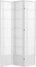 Red Lantern 7 ft. Tall Double Cross Shoji Screen - White - 3 Panels