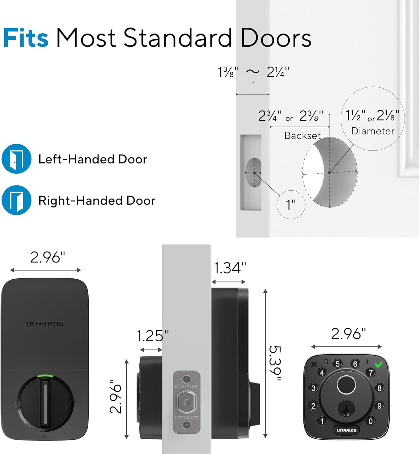 ULTRALOQ 2026 Upgrade Bolt Fingerprint Smart Lock in Black, Biometric Deadbolt with Built-in WiFi, Keyless Entry Door Lock, App Remote Control, 10 Months Battery, IP65 Waterproof, BHMA Grade AAA