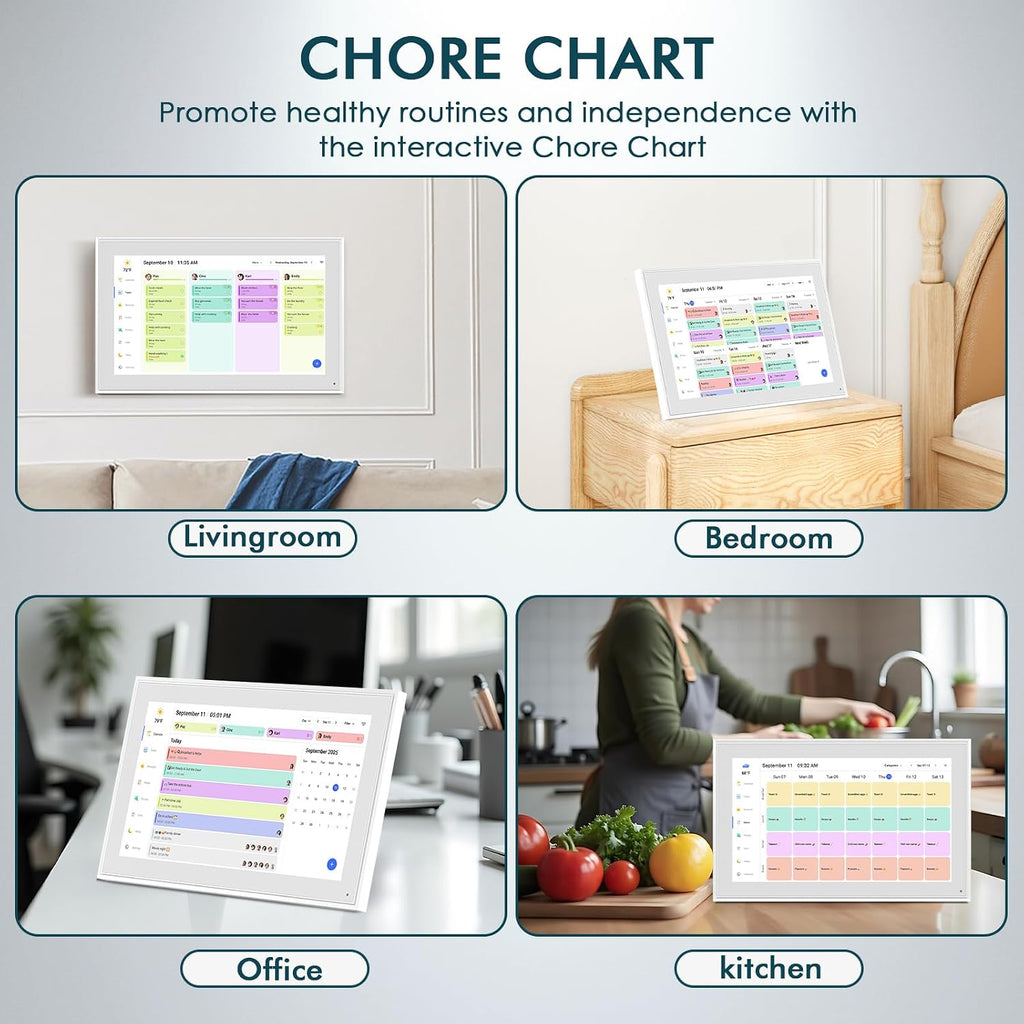 15.6 Inch Digital Wall Calendar Touch Screen Smart Electronic Calendar | Sync Google/iCloud, No Subscription, Chore Chart Reward System, Meal Planner, Digital Photo Frame, Gift for Mom, White
