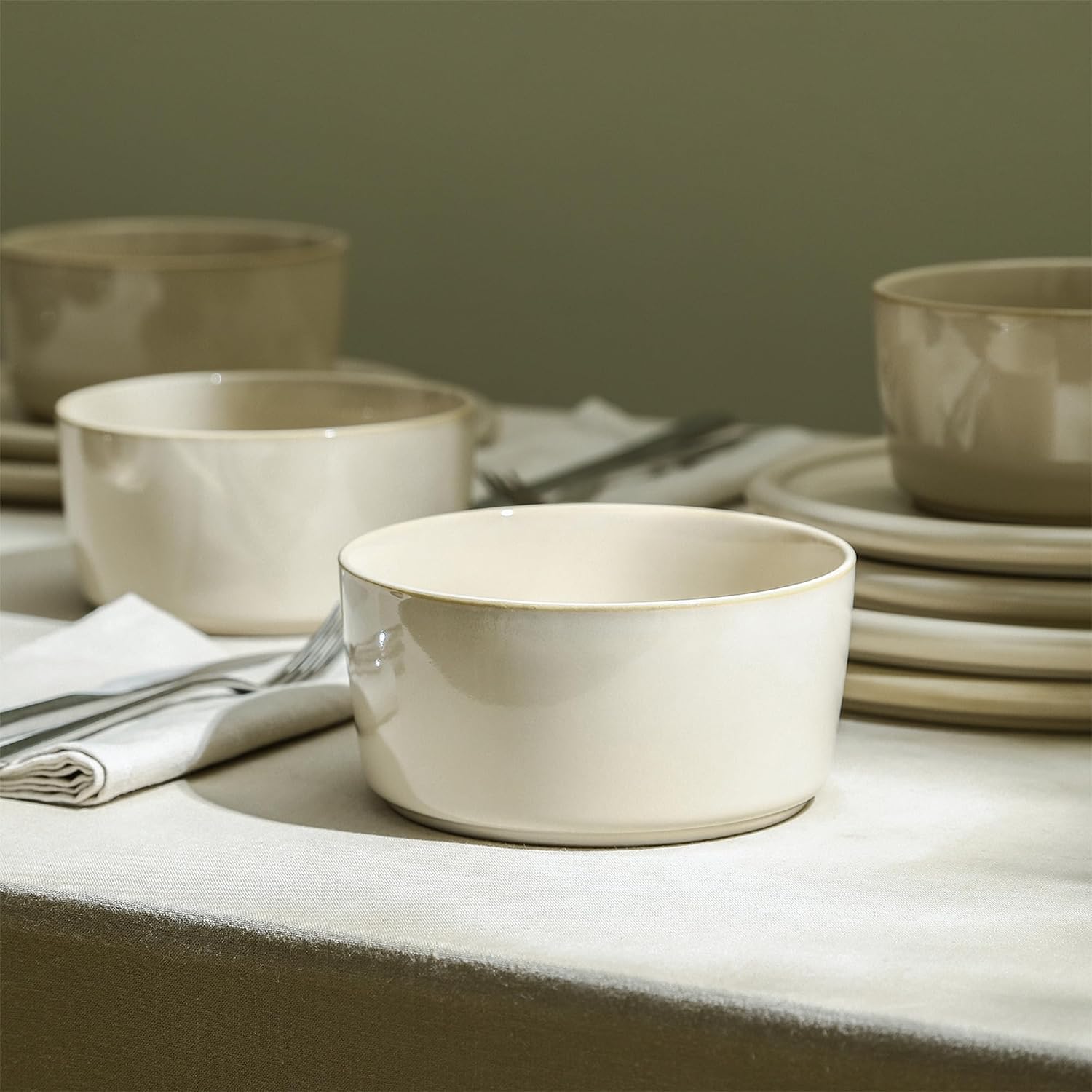 Stone Lain Eden 4-Piece Bowl Set Stoneware, Beige