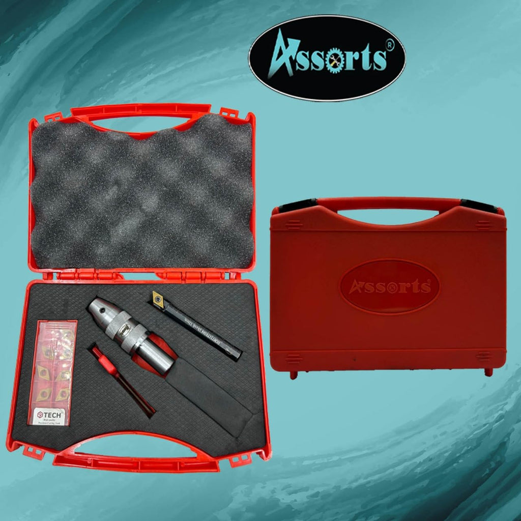 Fly Cutter with 3/4' (19.05 mm) Straight Shank & Indexable Boring Bar – Includes 10 PCS DCMT 11T304 Inserts & Plastic Case | Ideal for Facing & Boring | Watch Video for Details