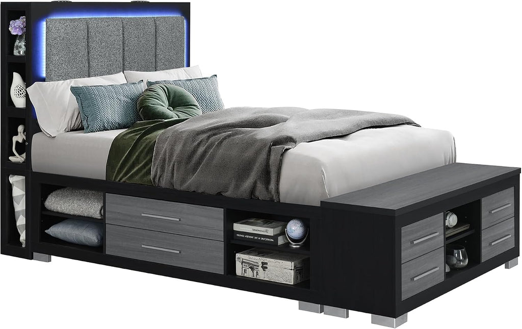 5PC Black Grey Full Bedroom Set FA969
