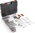 Mechanic Tool Set & Socket Set 205 Pcs - 1/4' 3/8' 1/2' Drive SAE & Metric, Combination Wrenches, Hex Keys, Bit Set with Storage Case
