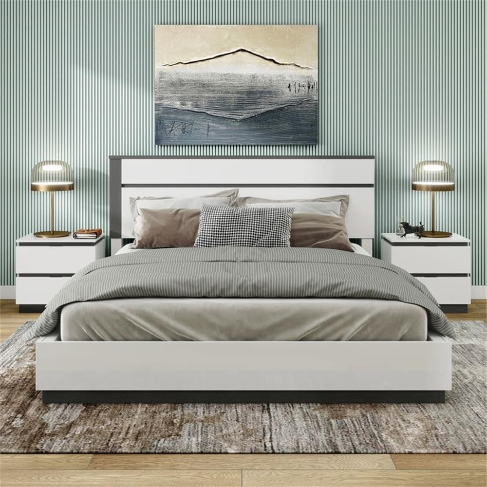 Furniture of America FOA Misti 3-Piece White Wood Bedroom Set - Queen + 2 Nightstands