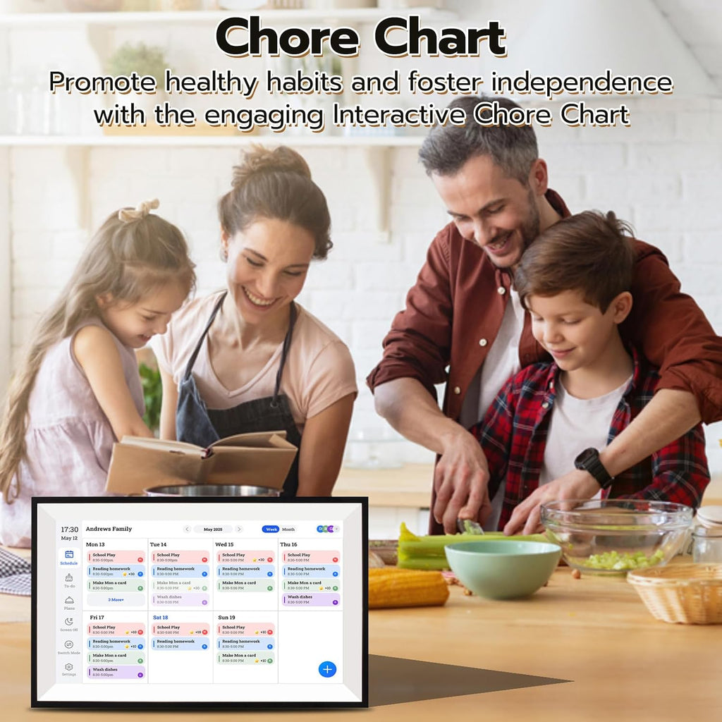 eLinkSmart 15.6' Touchscreen Smart Family Planner, AI Photo Frame with Old Photo Restoration, Digital Calendar, Art Gallery, Google iCloud Sync, SD Card Offline Playback, App-Controlled