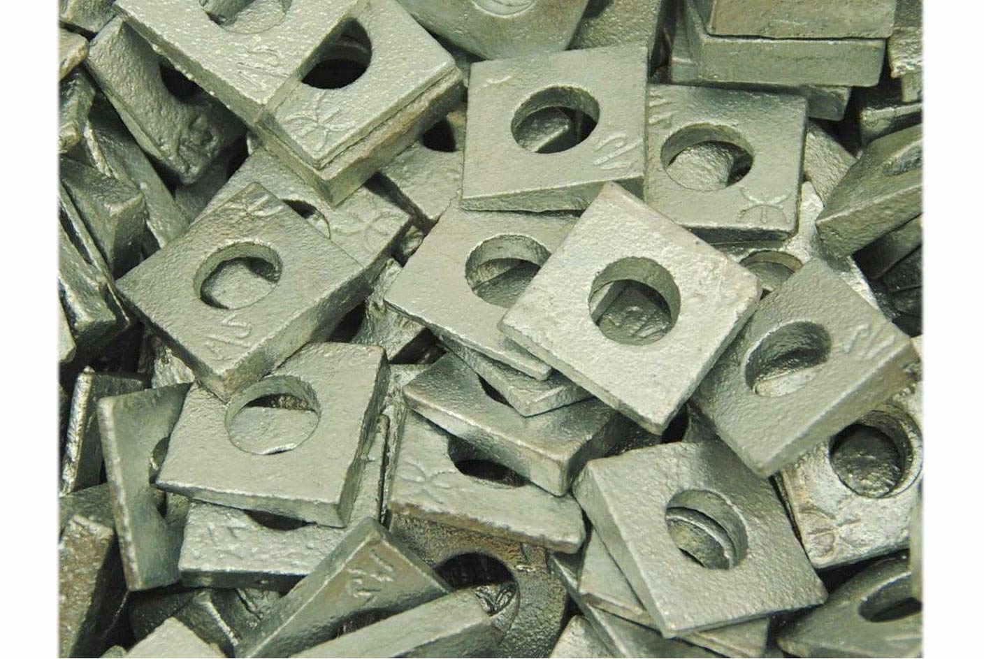 New Package of 100 (pcs) Galvanized 1/2' Square Bevel Washers I-Beam Flange Wedge Set #MO2701-P Warranity by Pr-Mch