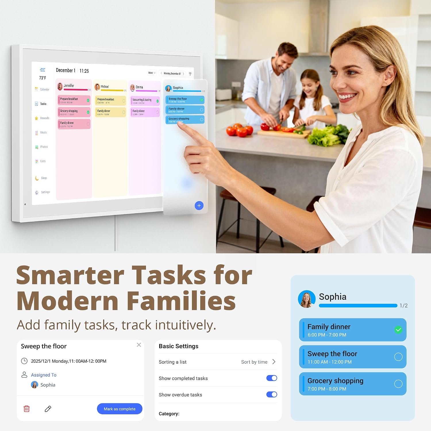 Dragon Touch 21.5 inch Digital Calendar Chore Chart – Interactive Touchscreen, Smart Family Planner, Hearth Display Desk Digital Calendar Seamless Scheduling