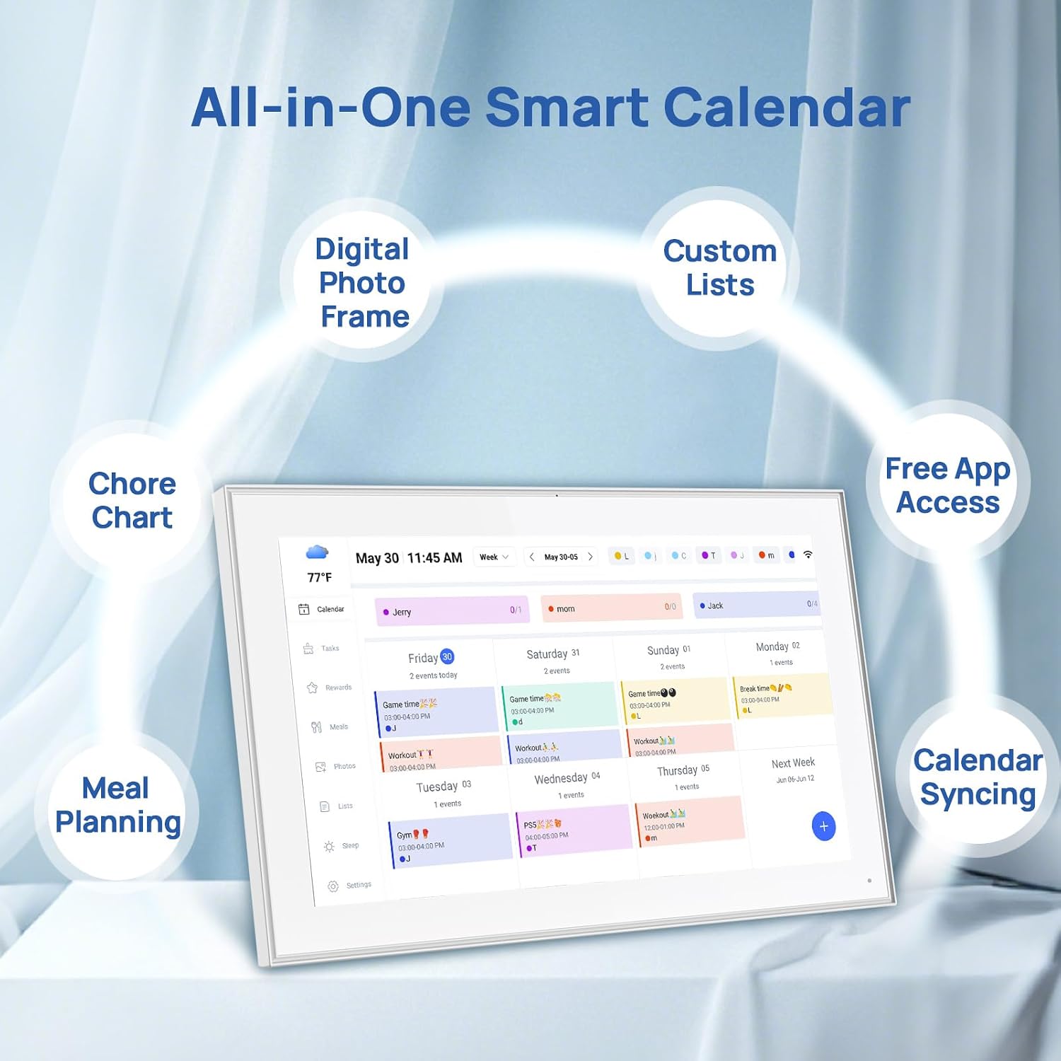 15.6 inch Digital Wall Calendar Touchscreen, Chore Chart, IPS FHD,Wall Planner, Smart Family Schedules, Wall Mount Included，Auto-Rotate, Wall Organizer, Children's or parents' birthdays, Christmas