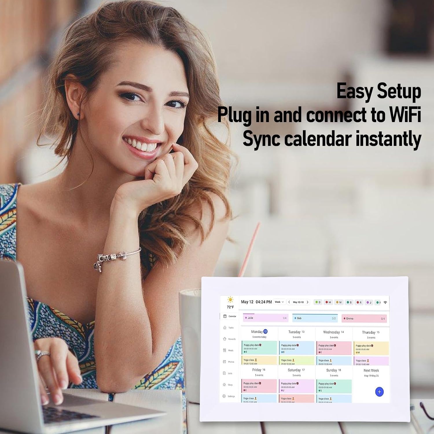 Digital Calendar Chore Chart, 10.1 Inch WiFi Interactive Smart Home Planner with 1080P HD Touchscreen for Family Kitchen Office