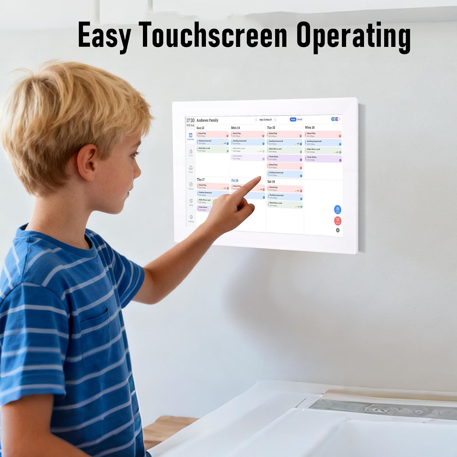 13.3 Inch WiFi Touchscreen Digital Calendar, AI Portrait Restoration Meal Planning Smart Family Planner Display, Digital Calendar for Kitchen Wall Home Office