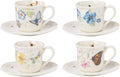 Lenox 897806 Butterfly Meadow Espresso Cup & Saucer, Set Of 4, Service For 4
