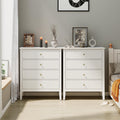 RoyalCraft White Fluted 4 Drawer Dresser Set of 2 for Bedroom, Modern Chest of Drawers, Wood Dresser for Storage Clothes, Wooden Storage Cabinet Nightstand for Bedroom, Hallway, Living Room, Entryway