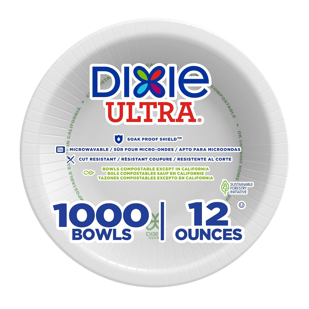 Georgia-Pacific Dixie Ultra Heavy-Weight 12 oz. Paper Bowl by GP PRO, White, SXB12W, 1,000 Count (125 Bowls Per Pack, 8 Packs Per Case)