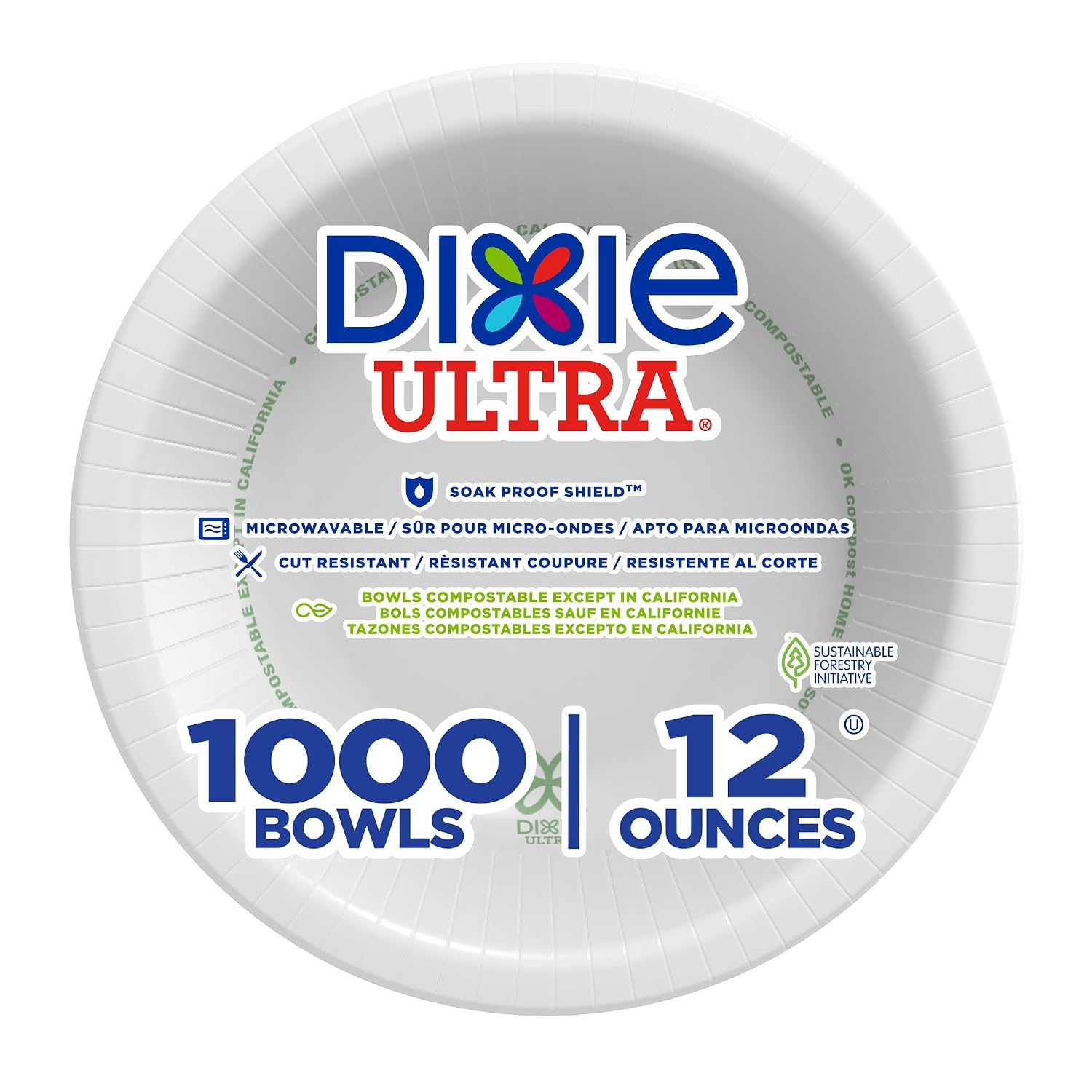 Georgia-Pacific Dixie Ultra Heavy-Weight 12 oz. Paper Bowl by GP PRO, White, SXB12W, 1,000 Count (125 Bowls Per Pack, 8 Packs Per Case)