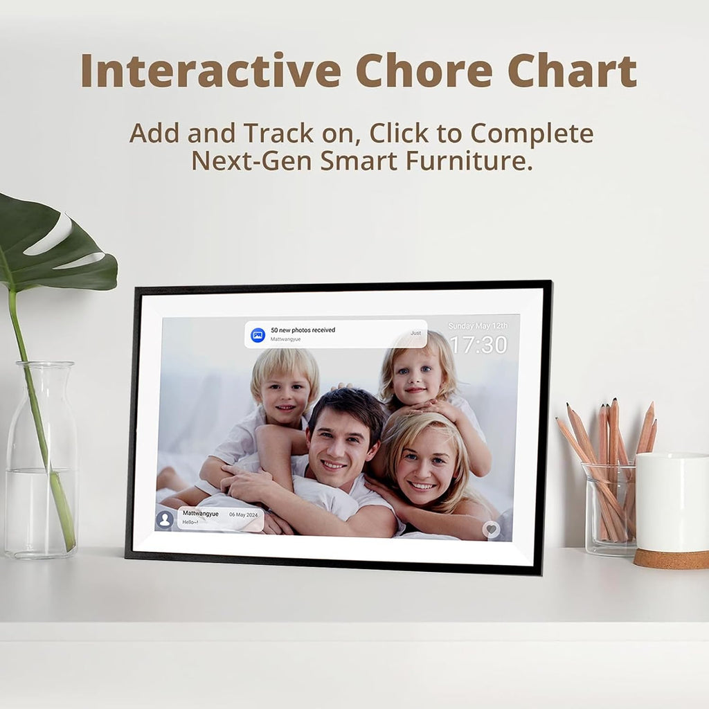 Yunseity 15.6 Inch Smart Digital Calendar, 1080P FHD Touchscreen Wall Planner & Chore Chart, Interactive Display for Family Schedules, Digital Photo Frame Share from Anywhere (WHITE)
