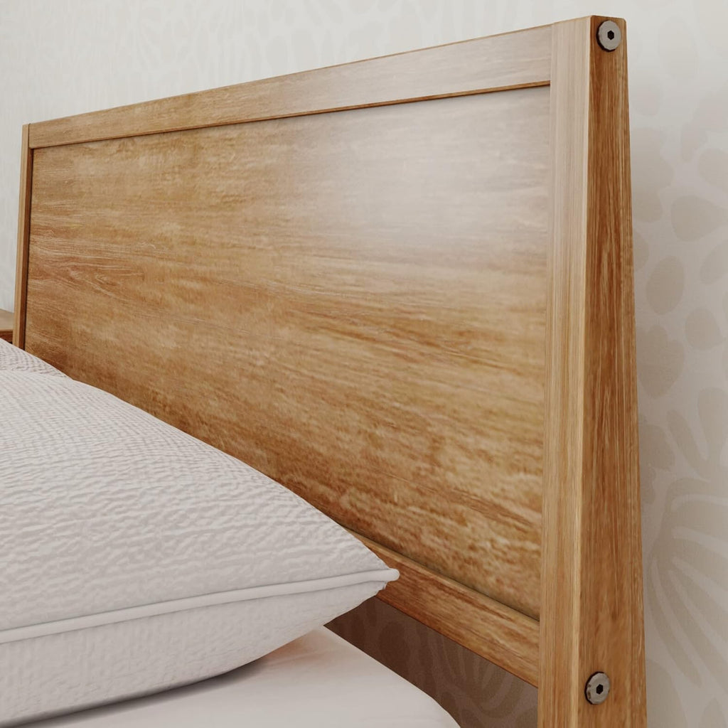 Max & Lily Full Bed, Solid Wood Full Bed Frame with Panel Headboard, Kids Full Bed with Wood Slat Support, No Box Spring Needed, Pecan