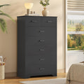 DICTAC Black Dresser for Bedroom with 7 Drawers, 55.7' Tall Dressers Chest of Drawers, Modern Large Wood Storage Dresser Organizer with Metal Handle, Vertical Dressers for Bedroom Living Room Nursery
