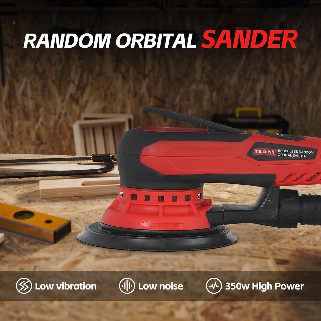 Random Orbital Sander Brushless 350W 3A Multi-function Variable Speed Electric Corded Orbital Sanders Machine for Woodworking, car，Drywall Sanding, Polishing，Random Color