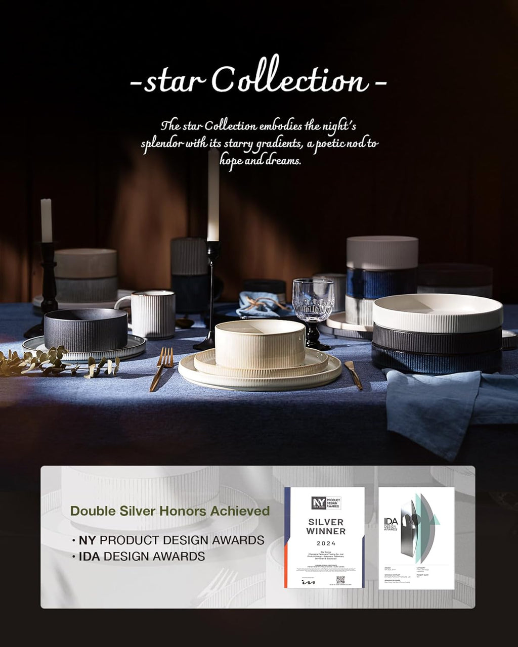 Famiware Star Plates and Bowls Sets, Modern Stoneware Dinnerware Sets for 8, 24-Piece Kitchen Dish Set - Microwave and Dishwasher Safe, Chip and Scratch Resistant, Cappuccino White